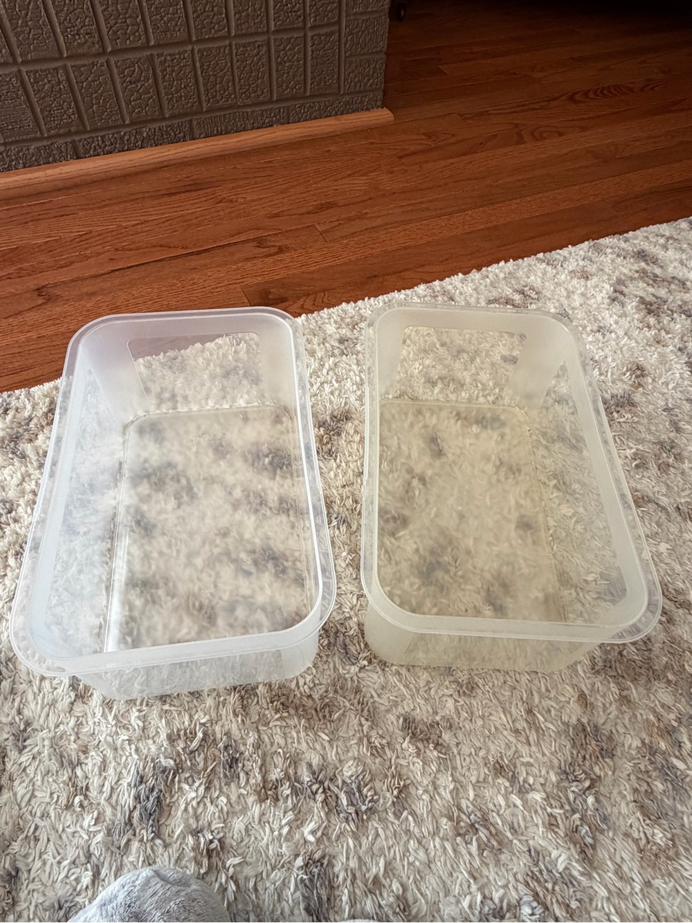 Sterilite Set of Two Clear Plastic Storage Bins with Blue & Teal Lids - Picture 2 of 7